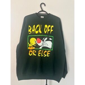 Vintage 1995 Looney Tunes‎ Yosemite Sam Back Off Sweatshirt XL Green Made in USA